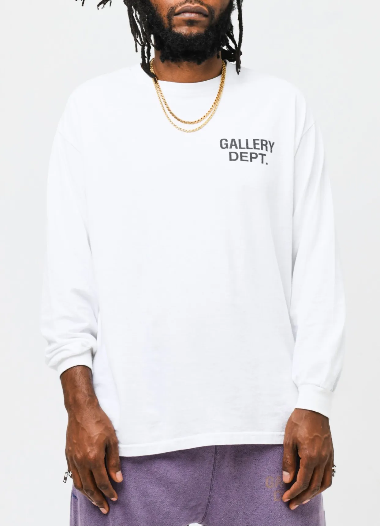 GALLERY DEPT. SOUVENIR L/S TEE English LOGO Basic Long Sleeve White S-XL Genuine Uniform Cylindrical No Side Seam Linen Cotton Fabric Garment Wash Preshrunk Correct Fit Correct Accessories